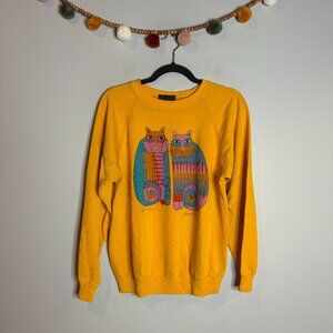 Vtg Laurel Burch Rainbow Cat Cousins crew neck sweatshirt